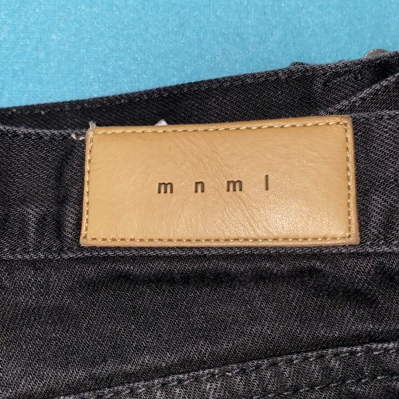 MNML black distressed ankle zips busted knees button fly stretchy NEW size 36 - Picture 7 of 14